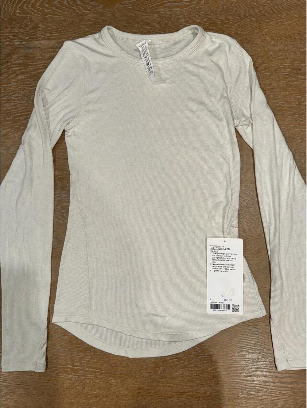 NWT Lululemon Hold Tight Long-Sleeve Shirt SIZE 4 Bone